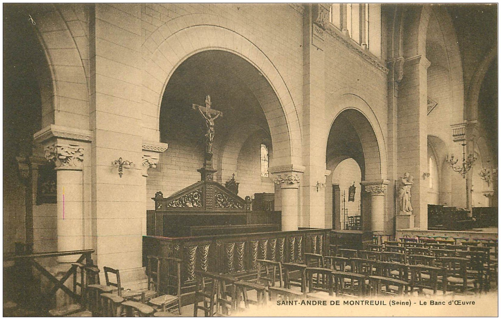 carte postale ancienne 93 SAINT ANDRE DE MONTREUIL. Le Banc d'Oeuvre