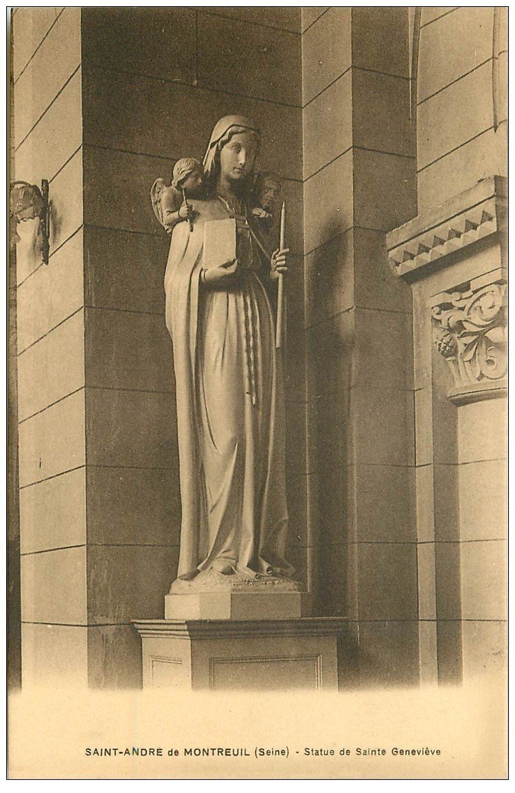 carte postale ancienne 93 SAINT ANDRE DE MONTREUIL. Statue de Sainte Geneviève