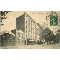 carte postale ancienne 93 SAINT DENIS. Avenue de Paris 1913 Maison Vizet et Hôtel Moderne