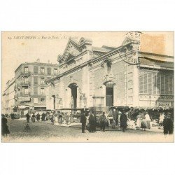 carte postale ancienne 93 SAINT DENIS. Le Marché Rue de Paris 1919