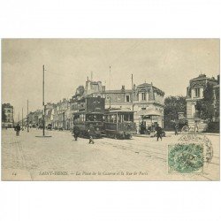 carte postale ancienne 93 SAINT DENIS. Place de la Caserne et rue de Paris 1907