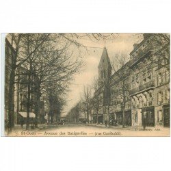 carte postale ancienne 93 SAINT OUEN. Avenue des Batignolles 1915. Coins usés...