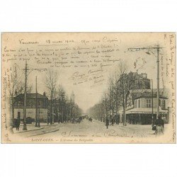 carte postale ancienne 93 SAINT OUEN. Café Germain Avenue des Batignoles 1904. Fine cassure coin gauche...