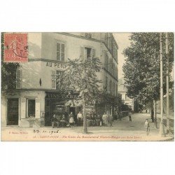 carte postale ancienne 93 SAINT OUEN. Café Tabac Boulevard Victor Hugo 1906