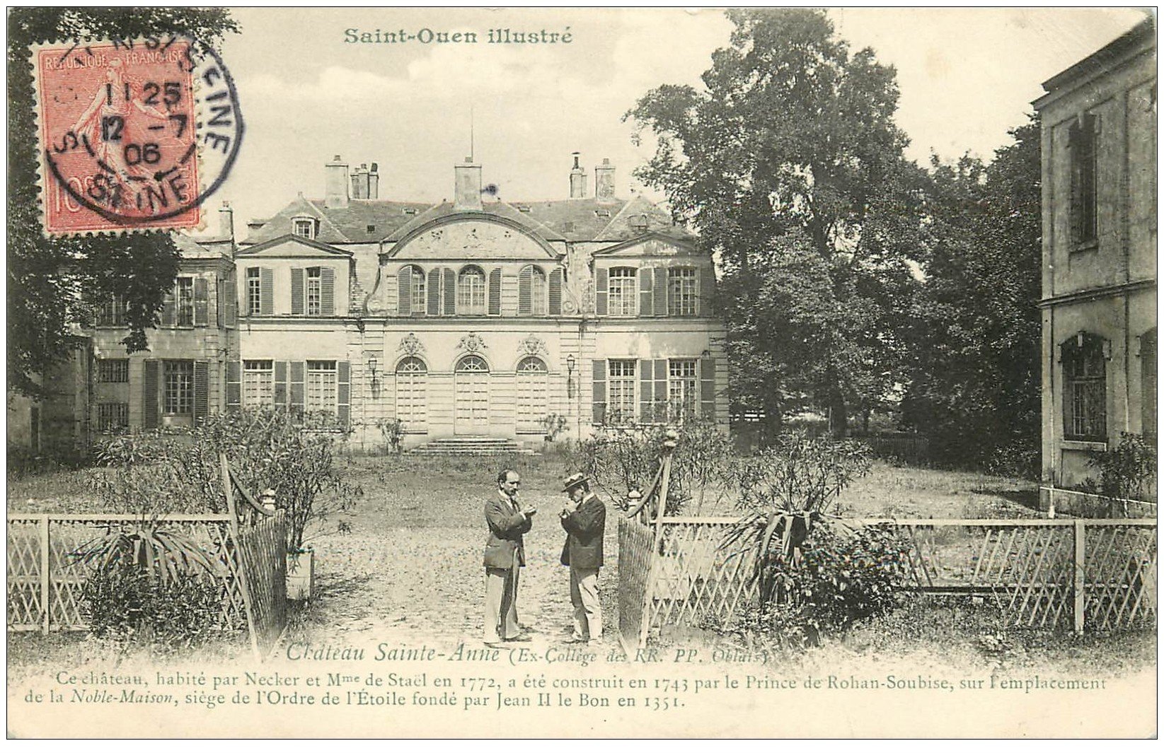 carte postale ancienne 93 SAINT OUEN. Château Saint Anne 1906