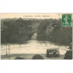 carte postale ancienne 93 SAINT OUEN. Tramway à Impérial devant le Parc 1913