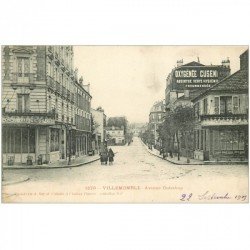 carte postale ancienne 93 VILLEMOMBLE. Café Avenue Outrebon 1905. Publicité murale Absinthe