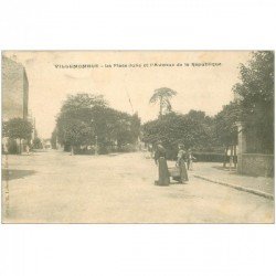 carte postale ancienne 93 VILLEMOMBLE. Place Julie et Avenue de la République 1906