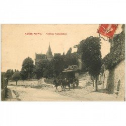 carte postale ancienne K. 91 ATHIS-MONS. Avenue Constance attelage de Commerçant 1907