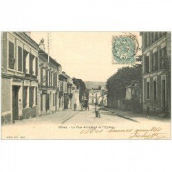 carte postale ancienne K. 91 ORSAY. La Rue Archangé et l'Eglise 1903