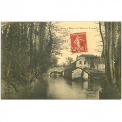 carte postale ancienne K. 91 ORSAY. Pont sur l'Yvette et le Lavoir 1917