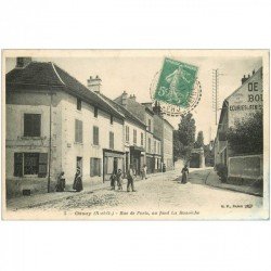 carte postale ancienne K. 91 ORSAY. Rue de Paris vers Bouvèche 1911 Epicerie et Boucherie