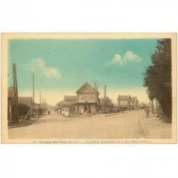carte postale ancienne K. 91 SAVIGNY-SUR-ORGE. Boulevard Aristide Briand et Rue Branly Boucherie Parisienne