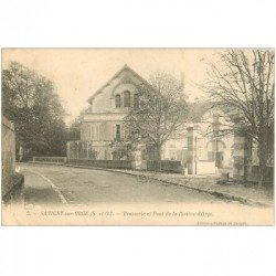 carte postale ancienne K. 91 SAVIGNY-SUR-ORGE. Brasserie et Pont de la Rivière d'Orge vers 1905
