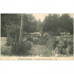 carte postale ancienne K. 91 SAVIGNY-SUR-ORGE. La Rivière l'Orge au Breuil animation sur Petit Pont. Edition Orge G. Vaurs