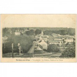 carte postale ancienne K. 91 SAVIGNY-SUR-ORGE. Le Château, Eglise et Usines vus du Chemin de Fer 1904. Edition Orge A. Thévenet