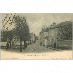 carte postale ancienne K. 91 SAVIGNY-SUR-ORGE. Le Facteur et attelage Rue Chamberlin 1904. Edition Ménecier