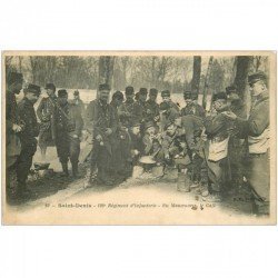 carte postale ancienne K. 93 SAINT-DENIS. Le Café du 120° Infanterie en Manoeuvres 1905
