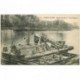 carte postale ancienne K. 93 SAINT-OUEN. Une Drague sur la Seine. Carte publicitaire Mexico Place des Fêtes Pais XIX°