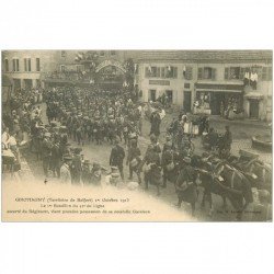 90 GIROMAGNY. Soldats du 1er Bataillon du 42° de Ligne escorté du Régiment prend possession de la nouvelle Garnison 1913