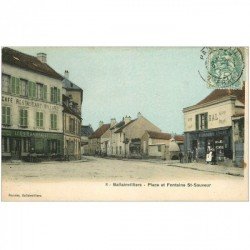91 BALLAINVILLIERS. Place et Fontaine Saint Sauveur. Buvette Bal Epicerie Peuvrier et Café Restaurant Billard Chaimbault