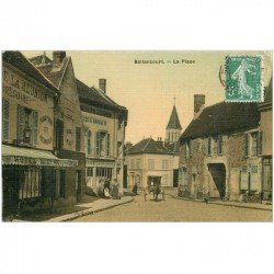 91 BALLANCOURT SUR ESSONNE. La Place Hôtel de la Réunion et Restaurant de la Renaissance 1921. Superbe carte toilée