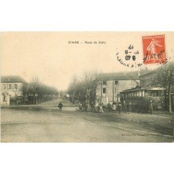 93 STAINS. Tramway électrique Place de Valtry 1907