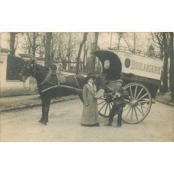 Photo carte postale d'un Attelage Boulangerie livreur Pains Viennois et Seigle vers 1910...