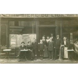 93 SAINT-DENIS. Rare Photo Carte Postale du Café Adam 9 Boulevard Carnot. Musicien avec trombone