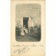 78 BLARU. La Cour d'une Ferme avec paysanne et poules. Rare Photo carte postale 1904