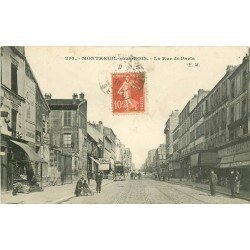 93 MONTREUIL-SOUS-BOIS. La Rue de Paris 1910 commerce de sabots et magasin à l'Exactitude