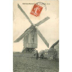 60 ESTREES-SAINT-DENIS. Le Moulin Brûlé 1910 animation personnages et chien