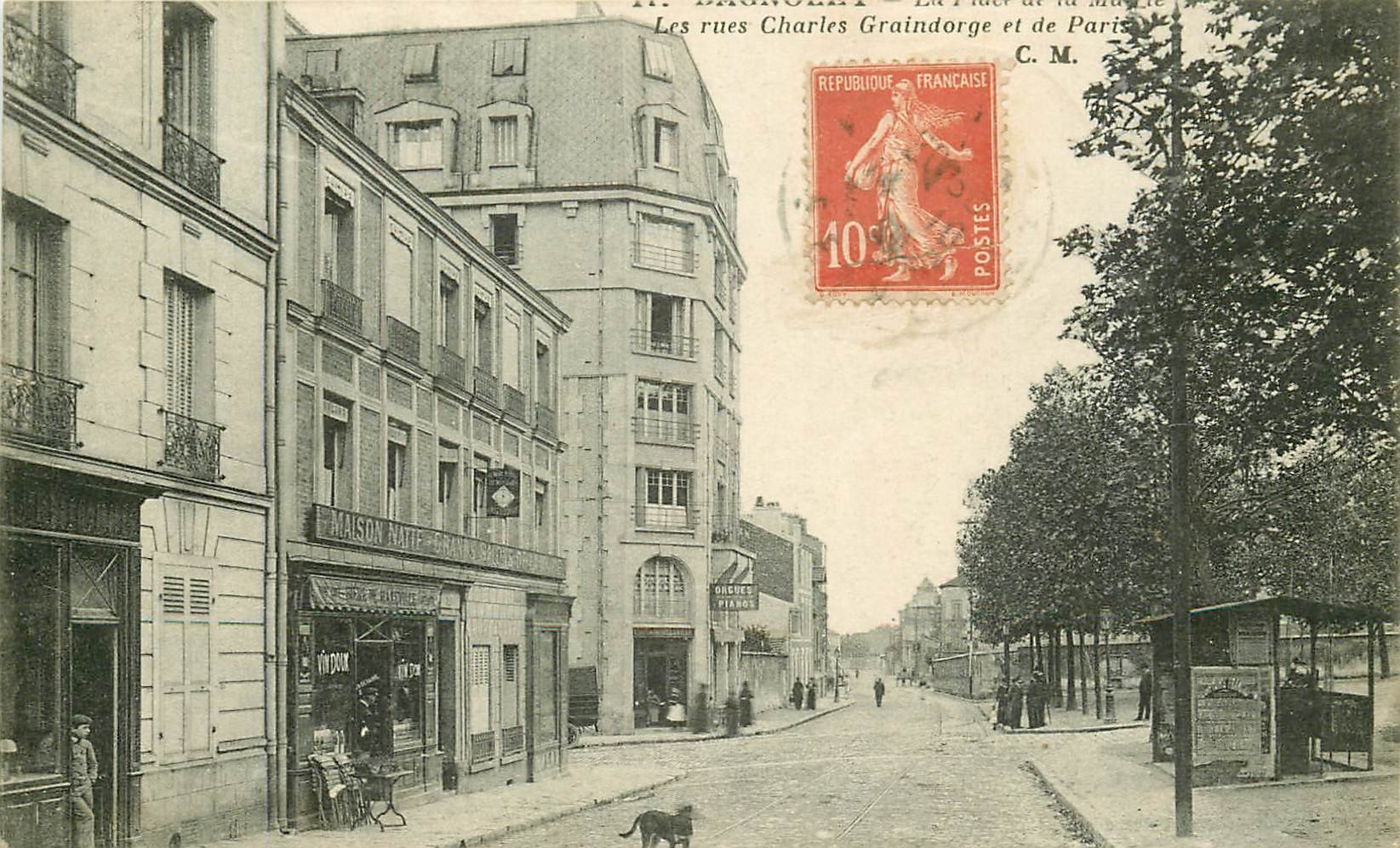 93 Bagnolet. Place de la Mairie. Café Restaurant " Le Bal Perdu " rue Graindorge et rue de Paris 1924