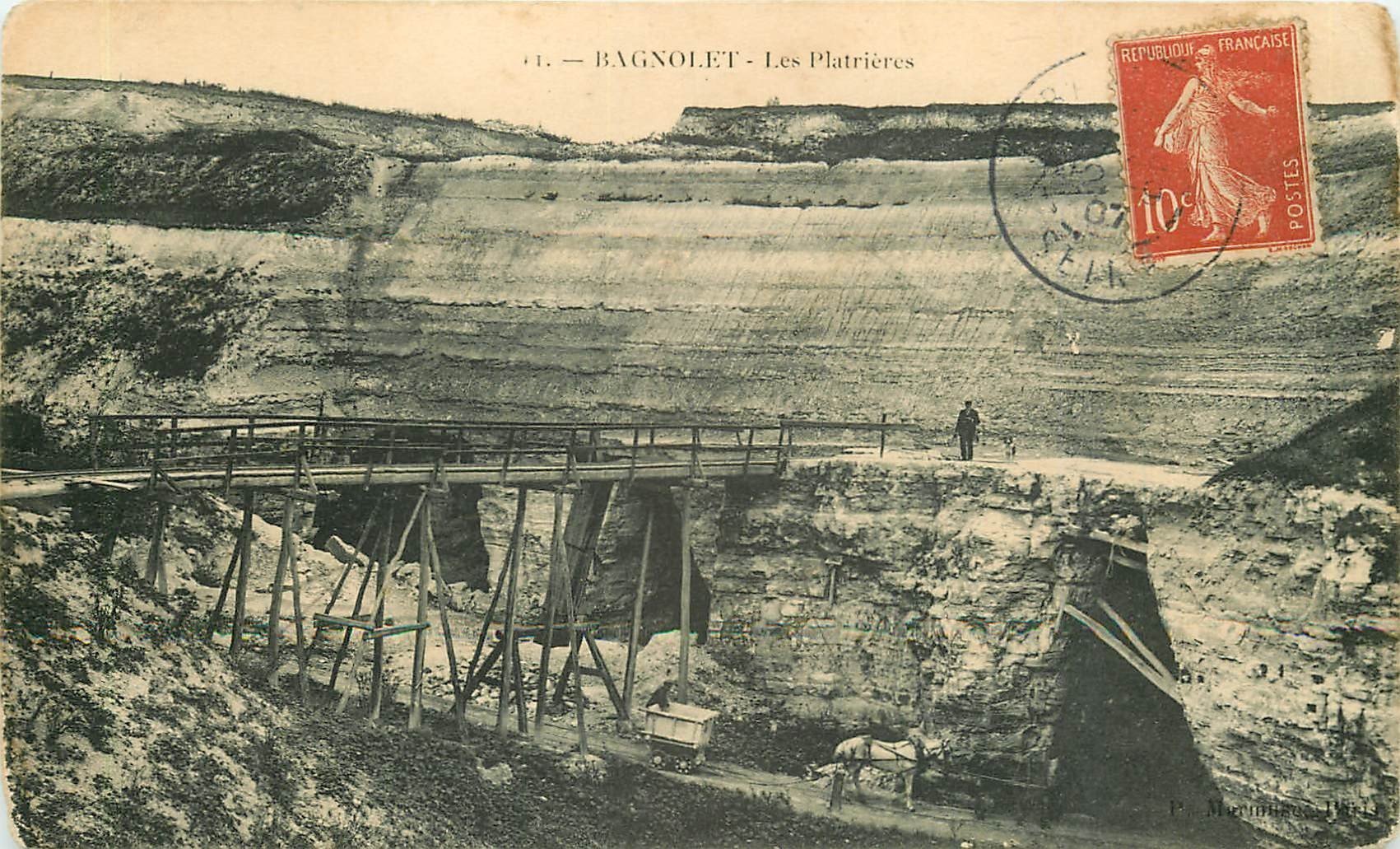 93 BAGNOLET. Les Plâtrières 1907 avec attelage