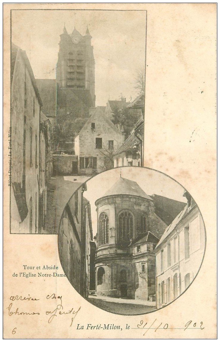 carte postale ancienne 02 LA FERTE-MILON. Tour et Abside Eglise Notre-Dame 1902