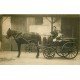 Superbe et rare Photo carte postale d'une Femme en Attelage avec Fillette et Chiens vers 1910