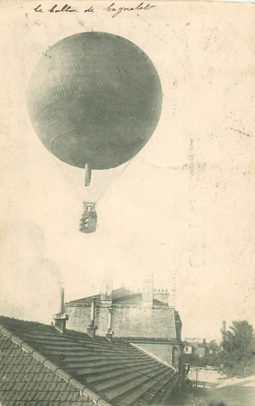93 BAGNOLET. Le Ballon survolant la Mairie 1909. Mongolfière Aéroplane Transports