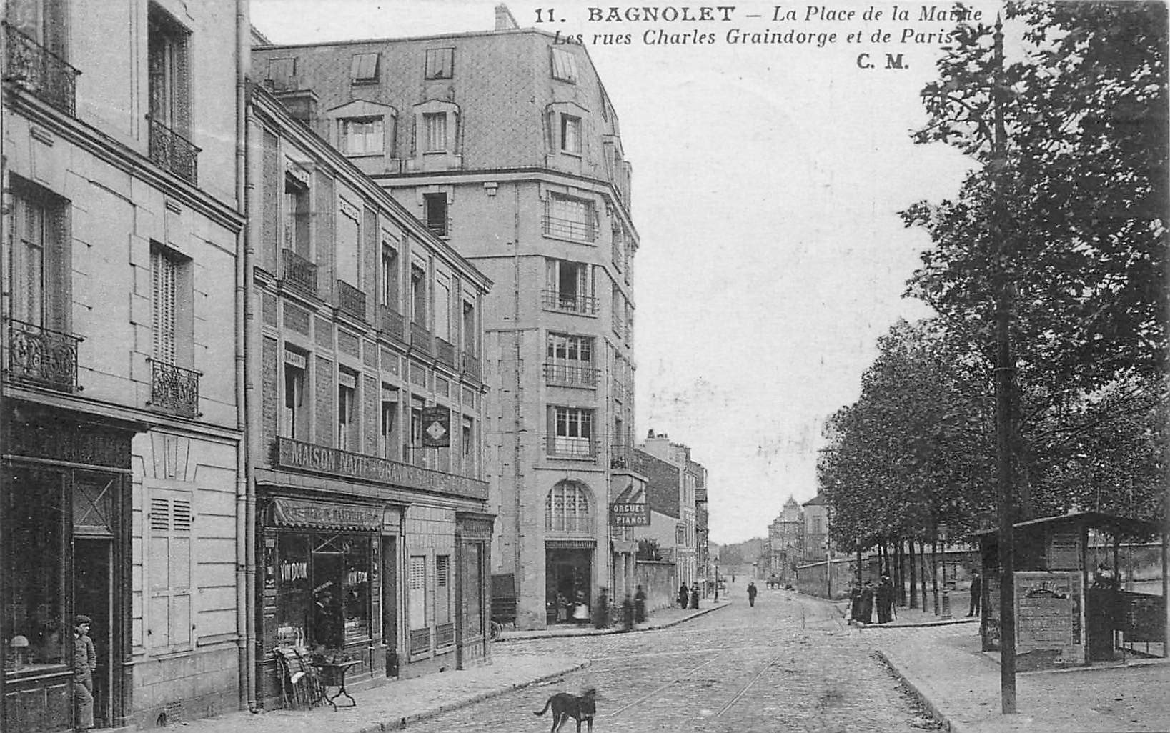 93 BAGNOLET. Place de la Mairie Rues Graindorge et de Paris 1924 Café devenu Le Bal Perdu