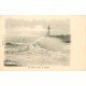 14 LA NORMANDIE. Le Phare sur la Jetée jour de Tempête vers 1900