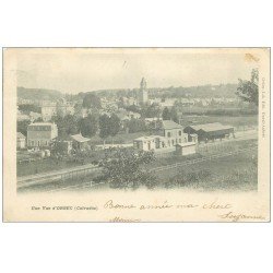 carte postale ancienne 14 ORBEC. Gare et ligne du Chemin de Fer vers 1900