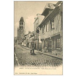 carte postale ancienne 14 ORBEC. Hôtel de l'Equerre sur Grande Rue vers 1900