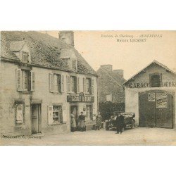 50 AUDERVILLE. Tabac Lecadet et voiture ancienne devant le Garage. Affiche Singer