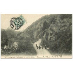 carte postale ancienne 14 OUILLY-LE-BASSET. Chemin de Pont-d'Ouilly à Pont-de-Vers 1907
