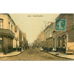 62 LENS. Ecoliers Rue Gambetta avec Tapissier Décorateur. Carte toilée