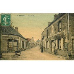 72 CONFLANS SUR ANILLE. Le Curé devant le Café des Bons Enfants. Carte toilée 1908