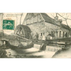 27 FONTAINE SOUS JOUY. Le Moulin à eau de Launay 1910 avec Meuniers et écluse