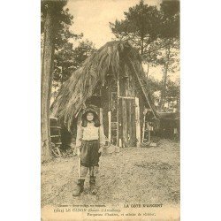 33 LE CANON. Parqueuse d'Huîtres et Cabane de Résinier 1912. Métiers de la Mer et de la Forêt