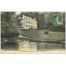carte postale ancienne 14 PIERREFITTE-EN-AUGE. Le Château et ballade en barque