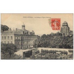 carte postale ancienne 14 PONT-L'EVÊQUE. Collège et Eglise 1915