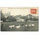 carte postale ancienne 14 PONT-L'EVÊQUE. Rue de Geôle et Fermière avec troupeau de Vaches 1908